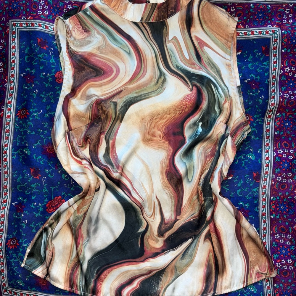 SHEIN Marble Print Sleeveless Blouse